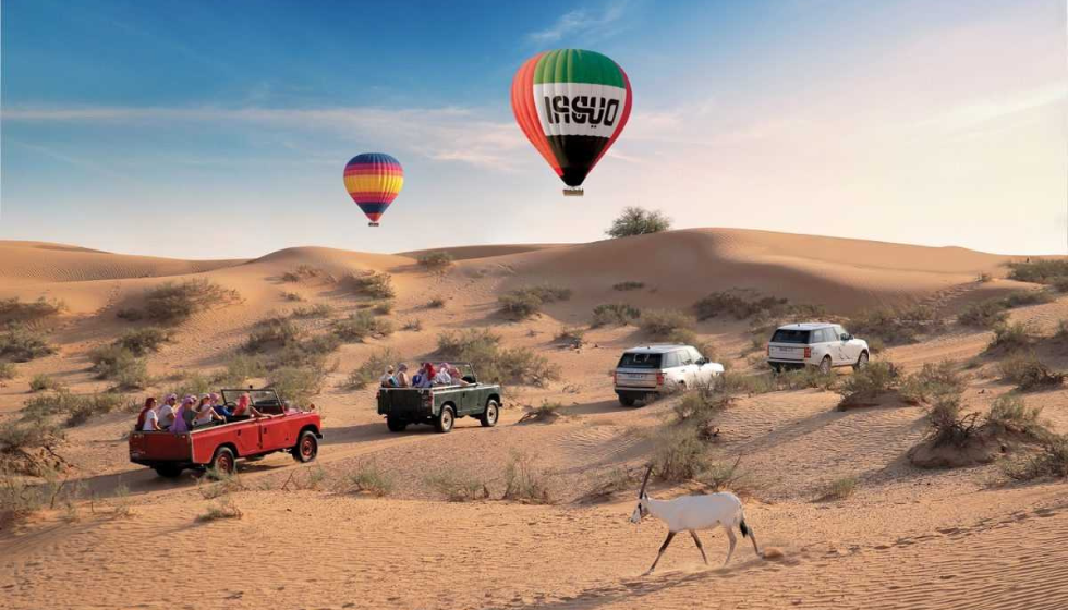 Полет на воздушном шаре и сафари на ретро автомобиле в Дубае